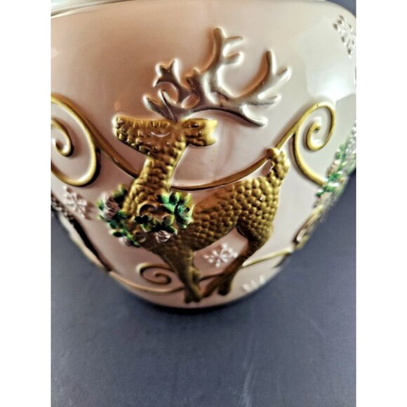 Cheryl & Company Christmas Cookie Jar Gold Silver Reindeer Decor 9"H - Picture 2 of 6